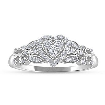 Diamaison 10k Gold 1/4 Carat T.W. Diamond Heart Ring