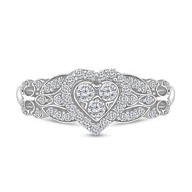 10k Gold 1/4 Carat T.W. Diamond Heart Ring