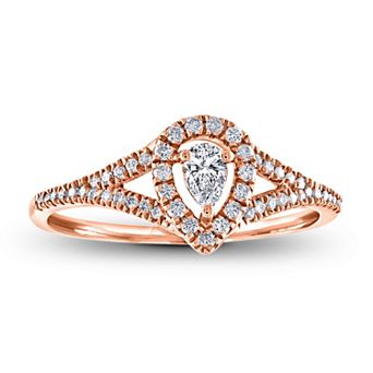 Diamaison 10k Rose Gold 1/3 Carat T.W. Diamond Pear Engagement Ring