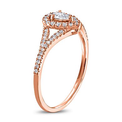 Diamaison 10k Rose Gold 1/3 Carat T.W. Diamond Pear Engagement Ring