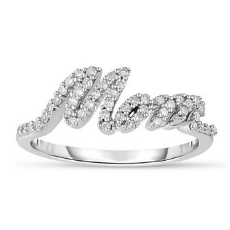 10k White Gold 1/4 Carat T.W. Diamond "Mom" Ring
