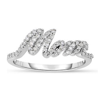 Diamaison 10k White Gold 1/4 Carat T.W. Diamond "Mom" Ring