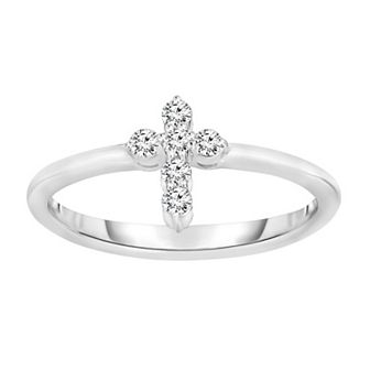 14k Gold 1/6 Carat T.W. Diamond Cross Ring