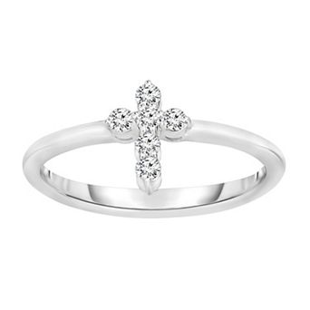 Diamaison 14k Gold 1/6 Carat T.W. Diamond Cross Ring