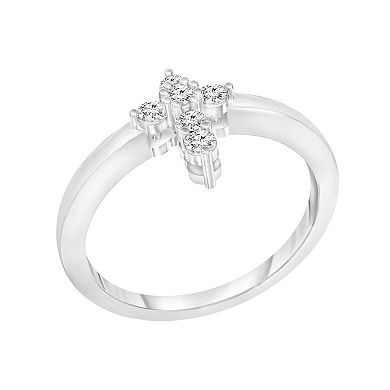 14k Gold 1/6 Carat T.W. Diamond Cross Ring