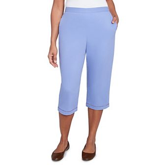 Petite Alfred Dunner Relaxed Crochet Hem Capri Pants