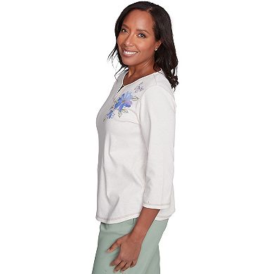 Petite Alfred Dunner Woven 3/4 Length Sleeve Top