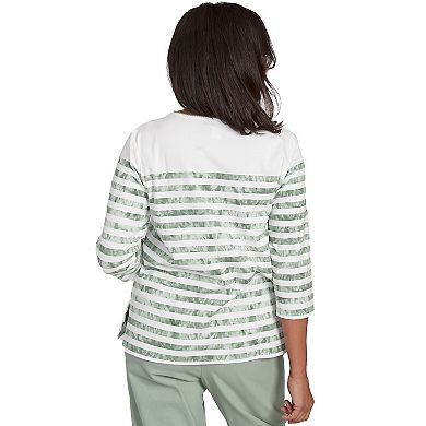 Petite Alfred Dunner Tie Dye Stripe Embroidered Top