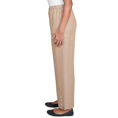 Petite Alfred Dunner Relaxed Button Detail Ankle Pants