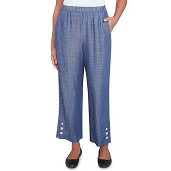 Petite Alfred Dunner Relaxed Button Detail Ankle Pants