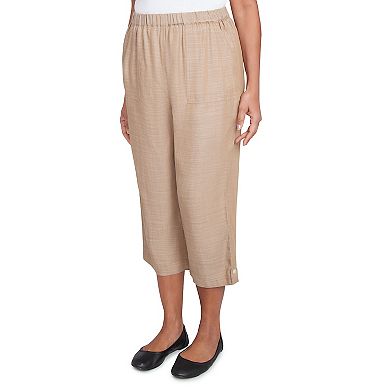 Petite Alfred Dunner Relaxed Button Tab Capri Pants