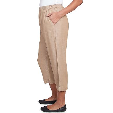 Petite Alfred Dunner Relaxed Button Tab Capri Pants