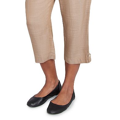 Petite Alfred Dunner Relaxed Button Tab Capri Pants