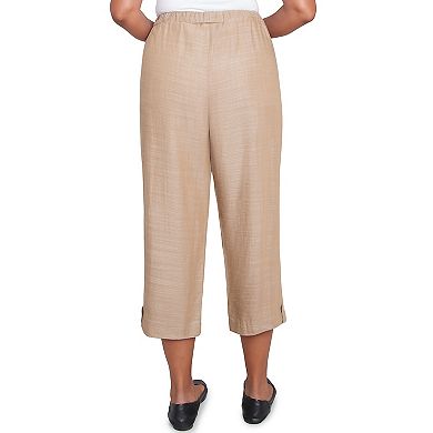 Petite Alfred Dunner Relaxed Button Tab Capri Pants