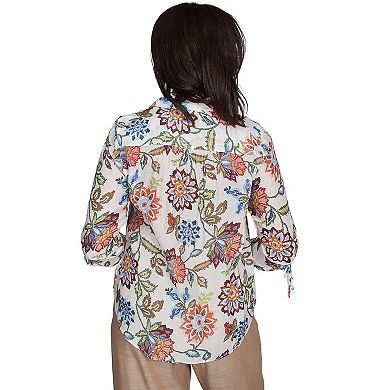 Petite Alfred Dunner Batik Floral Button Front Top