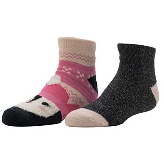 Girls Cuddl Duds® Plushfill Animals Lined Slipper Socks 2 pk