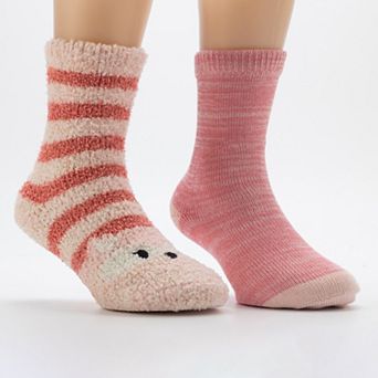 Girls Cuddl Duds® Plushfill Fuzzy Critter Crew Socks 2 pk