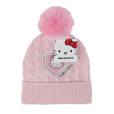Girls Hello Kitty 2-pc. Cable Knit Hat & Gloves Set