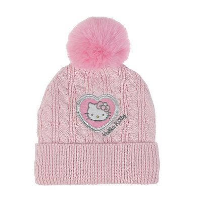 Hand knit super soft ivory and hot pink kitty hat OS Hello Kitty Girls Hat and Glove Set, 2-Piece - Walmart.com main image 3