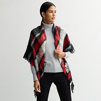 Women's Nine West Large Scale Plaid Triangle Scarf