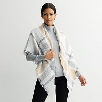 Women's Nine West Large Scale Plaid Triangle Scarf