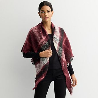 Women's Nine West Large Scale Plaid Triangle Scarf