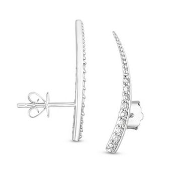 Sterling Silver 1/5 Carat T.W. Diamond Curved Bar Earrings
