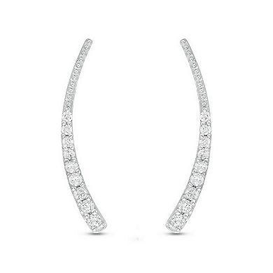 Diamaison Sterling Silver 1/5 Carat T.W. Diamond Curved Bar Earrings