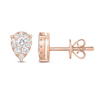 Diamaison 10k Rose Gold 3/8 Carat T.W. Diamond Pear-Shaped Stud Earrings