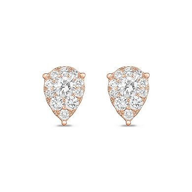 Diamaison 10k Rose Gold 3/8 Carat T.W. Diamond Pear-Shaped Stud Earrings