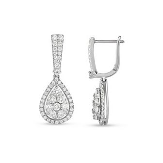 14k White Gold 1 Carat T.W. Diamond Teardrop Earrings