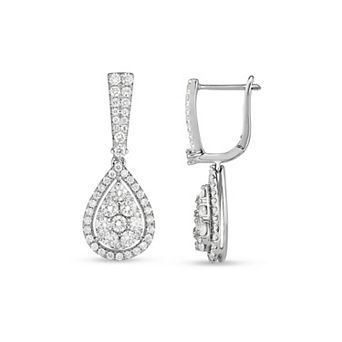 Diamaison 14k White Gold 1 Carat T.W. Diamond Teardrop Earrings