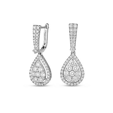 Diamaison 14k White Gold 1 Carat T.W. Diamond Teardrop Earrings