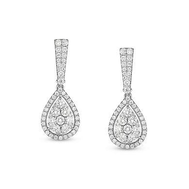 Diamaison 14k White Gold 1 Carat T.W. Diamond Teardrop Earrings