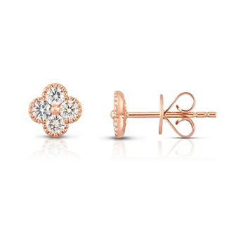 10k Rose Gold 1/2 Carat T.W. Diamond Scalloped Stud Earrings