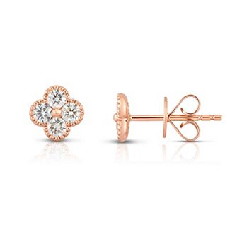 10k Rose Gold 1/2 Carat T.W. Diamond Scalloped Stud Earrings
