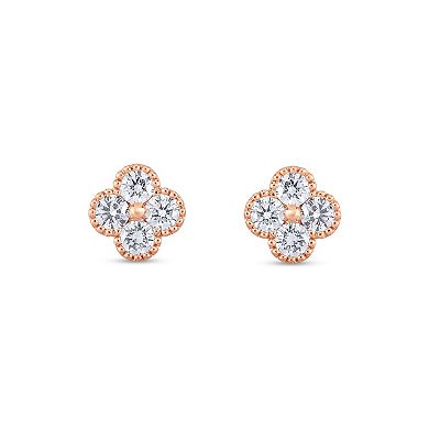Diamaison 10k Rose Gold 1/2 Carat T.W. Diamond Scalloped Stud Earrings