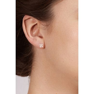 10k Rose Gold 1/4 Carat T.W. Diamond Four Leaf Clover Stud Earrings