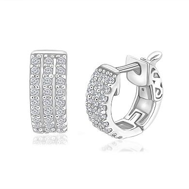 Diamaison 14k White Gold 1/2 Carat T.W. Diamond Multi Row Hoop Earrings