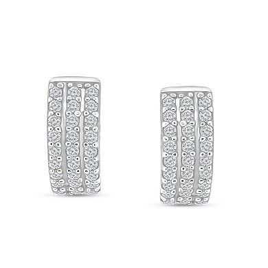 Diamaison 14k White Gold 1/2 Carat T.W. Diamond Multi Row Hoop Earrings