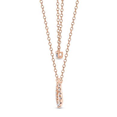 Diamaison 10k Rose Gold 1/4 Carat T.W. Diamond Horseshoe Pendant Necklace