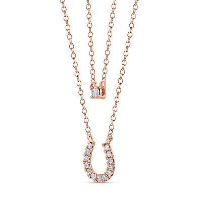 Diamaison 10k Rose Gold 1/4 Carat T.W. Diamond Horseshoe Pendant Necklace