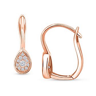 10k Rose Gold 1/8 Carat T.W. Diamond Teardrop Hoop Earrings