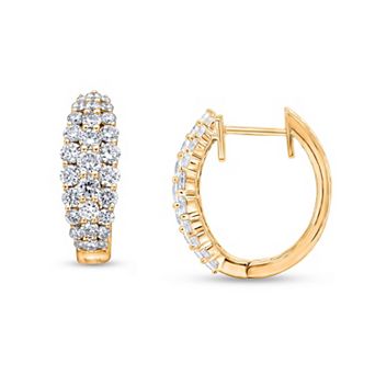 14k Gold 1 1/2 Carat T.W. Multi Row Hoop Earrings