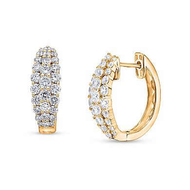 14k Gold 1 1/2 Carat T.W. Multi Row Hoop Earrings
