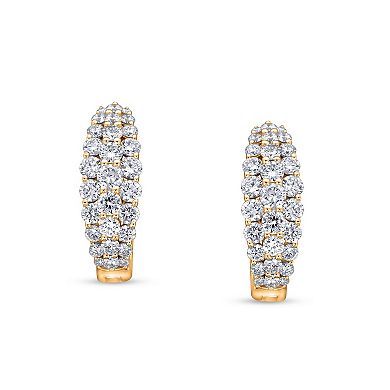 14k Gold 1 1/2 Carat T.W. Multi Row Hoop Earrings
