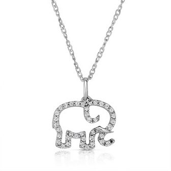 Sterling Silver 1/9 Carat T.W. Diamond Elephant Pendant Necklace