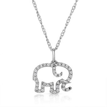 Diamaison Sterling Silver 1/9 Carat T.W. Diamond Elephant Pendant Necklace