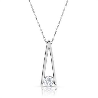 Diamaison 10k White Gold 1/10 Carat T.W. Diamond Pendant Necklace
