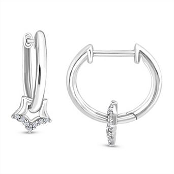 Diamaison Sterling Silver Diamond Accent Star Hoop Earrings